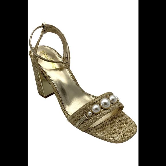 Lilly Pulitzer Women's May Heeled Sandal Gold Metallic - Medium - Picture 1 of 3